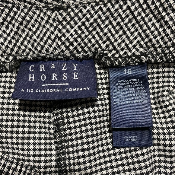Crazy Horse A Liz Claiborne Co Floral Embroidery Checkered Pants Size 16 - Picture 6 of 9